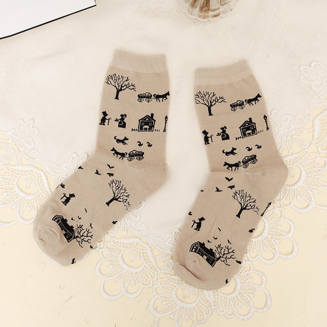 Bucolic Retro Stocking Christmas Trees Zhuji Casual Socks In Tube Socks Wholesale